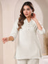 Janasya Women's Off White Cotton Solid A-line Top